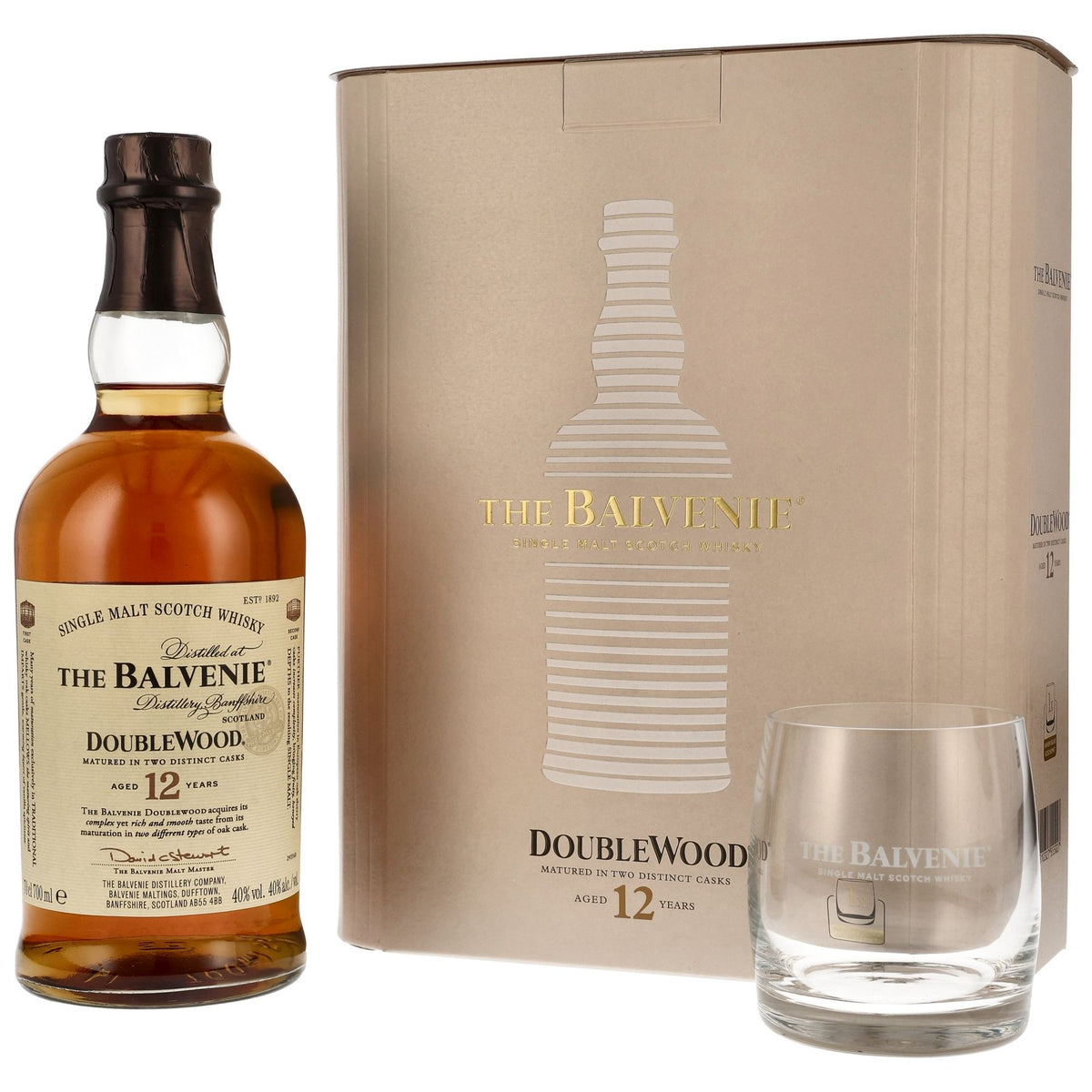 Balvenie 12 Jahre Double Wood plus Glas (Tumbler)