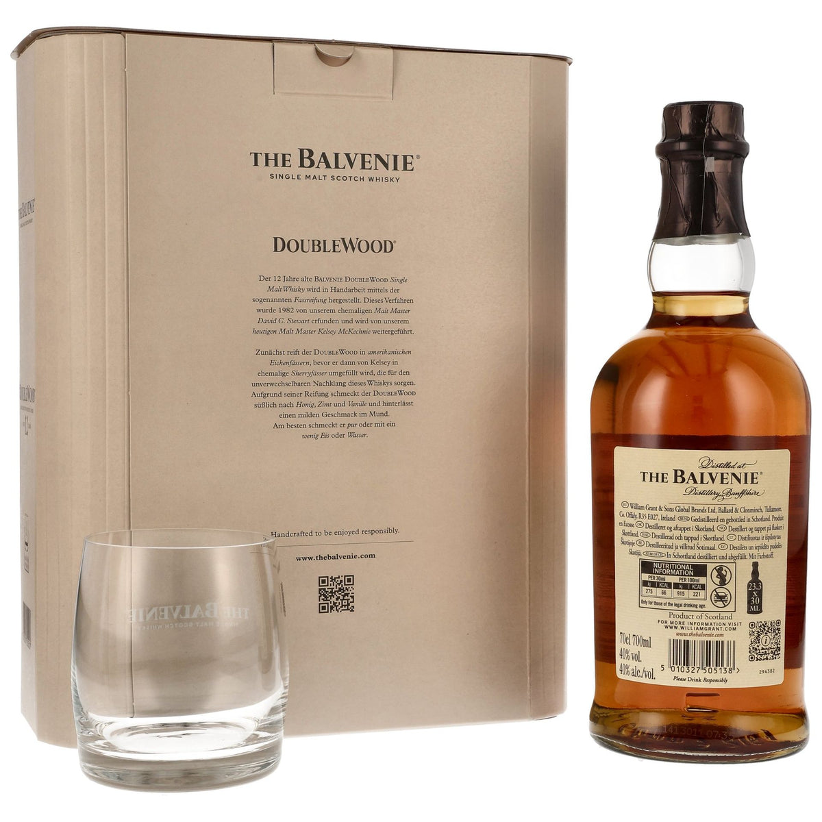 Balvenie 12 Jahre Double Wood plus Glas (Tumbler)
