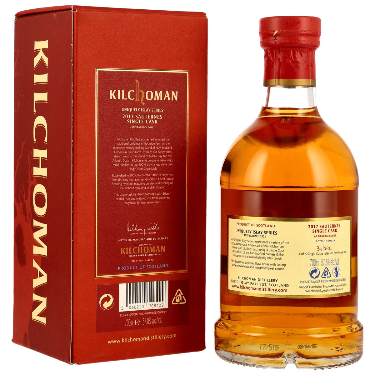 Kilchoman 7 Jahre An T-Earrach Fass 17/515
