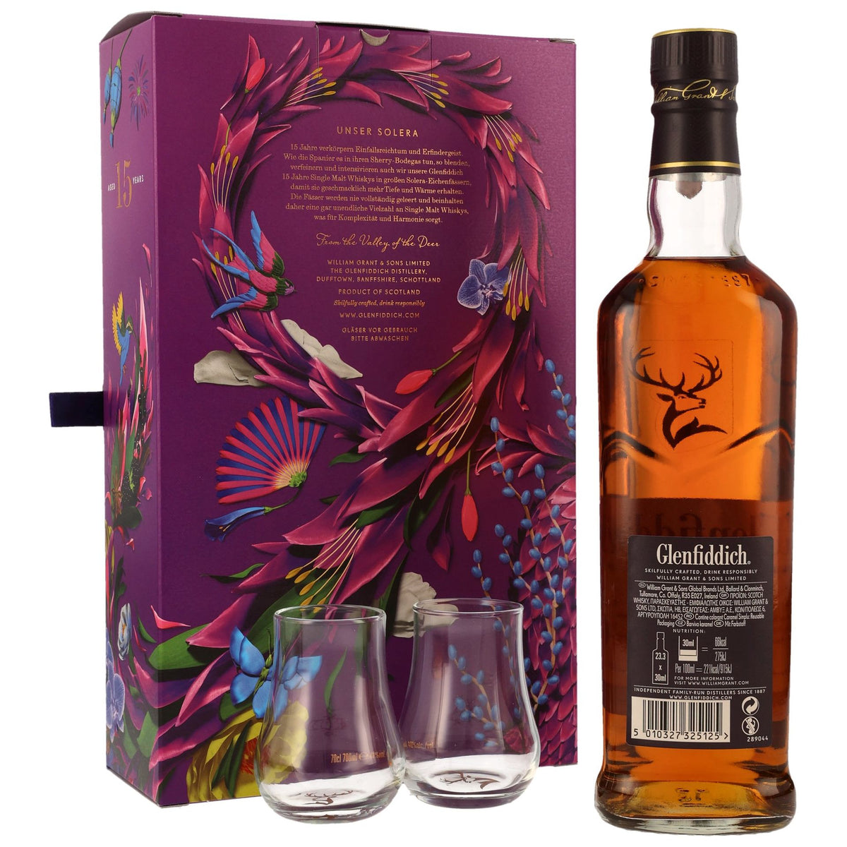 Glenfiddich 15 Jahre mit 2 Gläsern